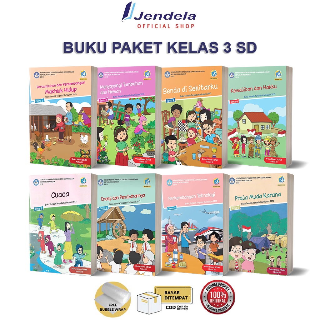Jual Buku Paket Kelas 3 SD Buku Siswa Tematik K13 Tema 1-8 BSE Edisi ...