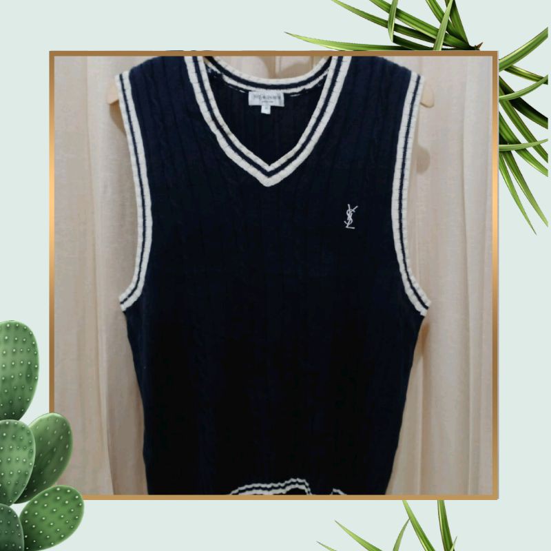 Vest Rajut Kepang Unisex Branded YSL Yves Saint Laurent