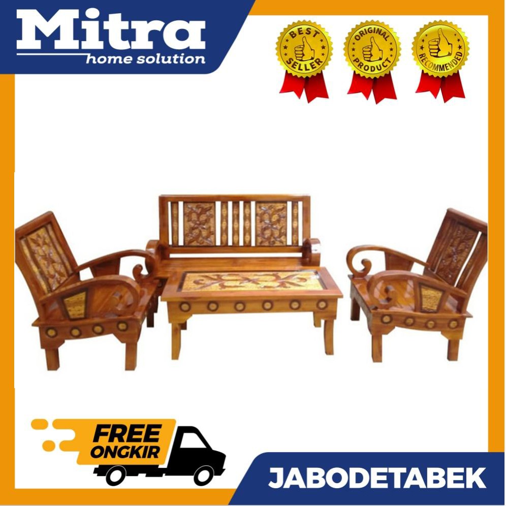 Jual (FREE ONGKIR) SOFA JATI 211 + MEJA / SOFA JATI UKIR BERKUALITAS