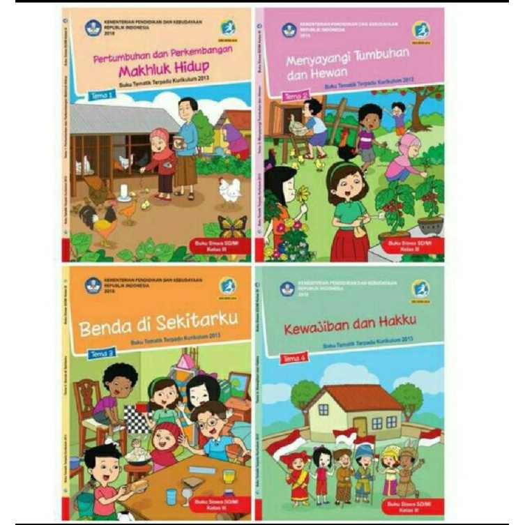 Jual Buku Tema SD kelas 3 1 paket (Tema 1 2 3 4) Semester 1 | Shopee ...