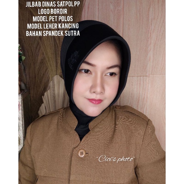 Jual Jilbab Dinas Satpol Pp Logo Bordir Warna Hitam Shopee Indonesia