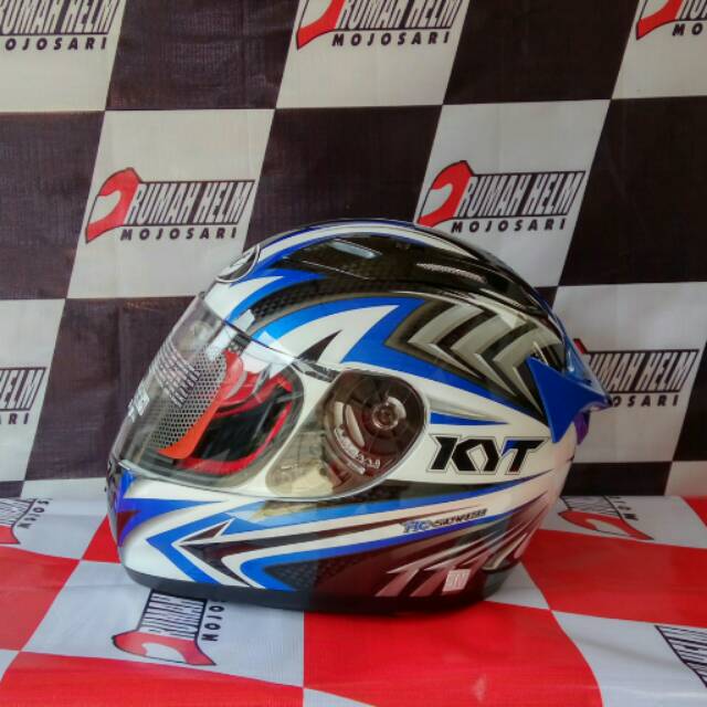 Jual KYT RC 7 seri #8 White / Blue | Shopee Indonesia