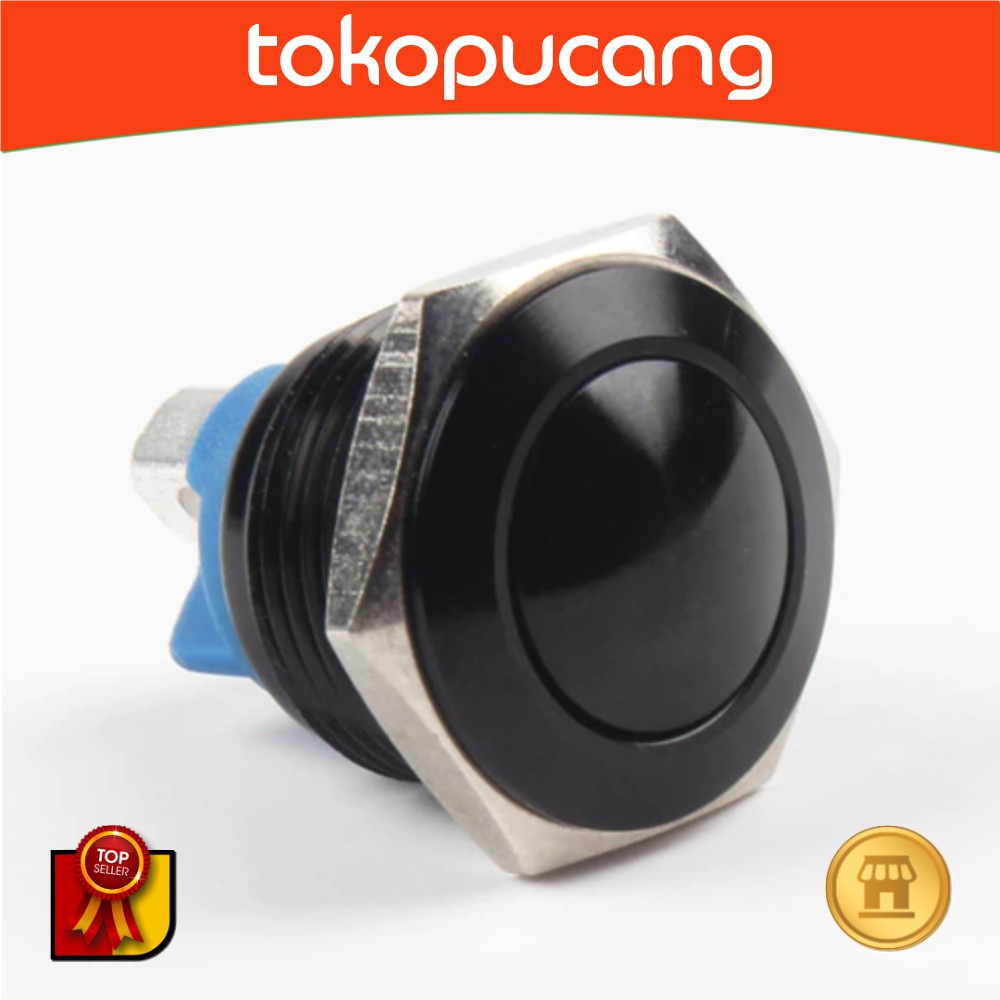 Jual Push On Nickel Hitam 16mm Momentary Button Metal Switch Stainless ...