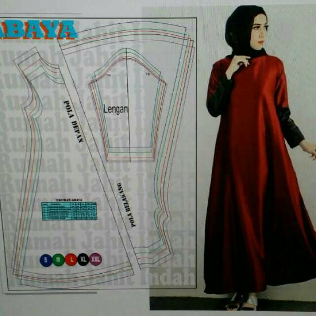 Jual Pola Baju Pola Jiplak Pola Jahit Abaya Lengan Standar Size S Xxl Shopee Indonesia 1734