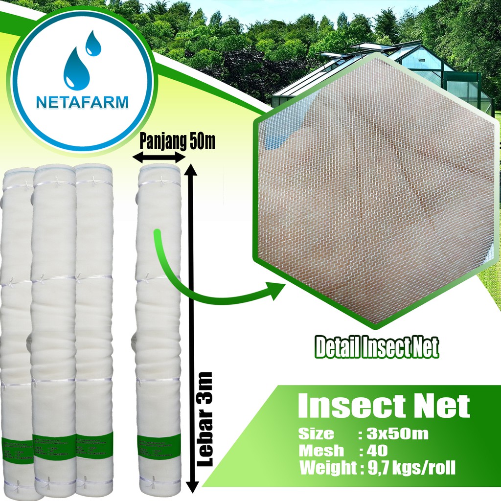 Jual Insect Net Putih Jaring Serangga Insectnet mesh 40 lebar 3m ...