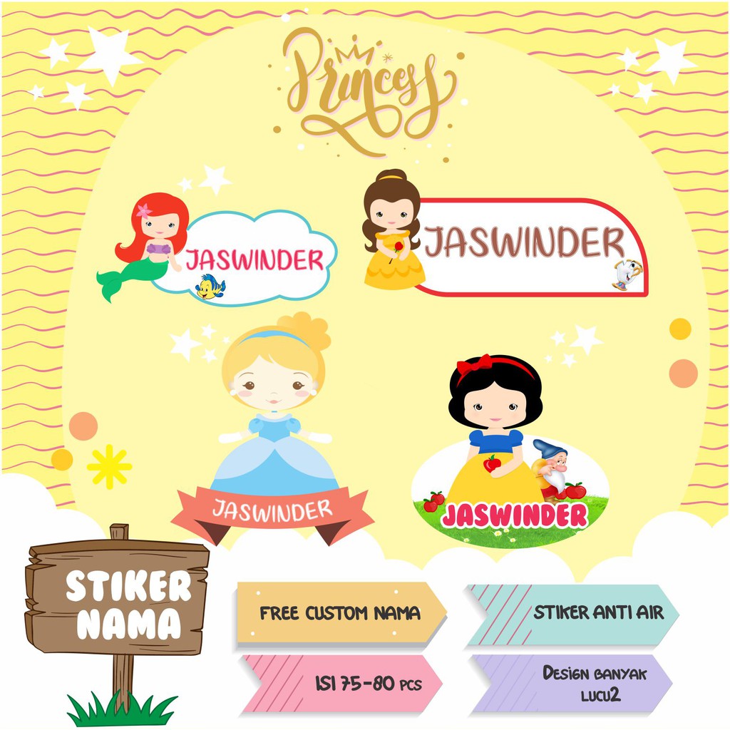 Jual STICKER NAMA PRINCESS / STIKER LABEL | Shopee Indonesia