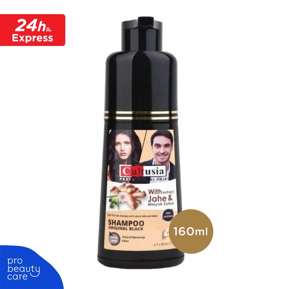 Cultusia - Coloring Shampoo Original Black dengan Ekstrak Jahe & Minyak Zaitun (160 ml)
