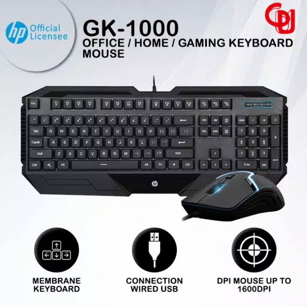 Jual HP GK1000 Office Combo Gaming Keyboard dan Mouse Hitam Shopee