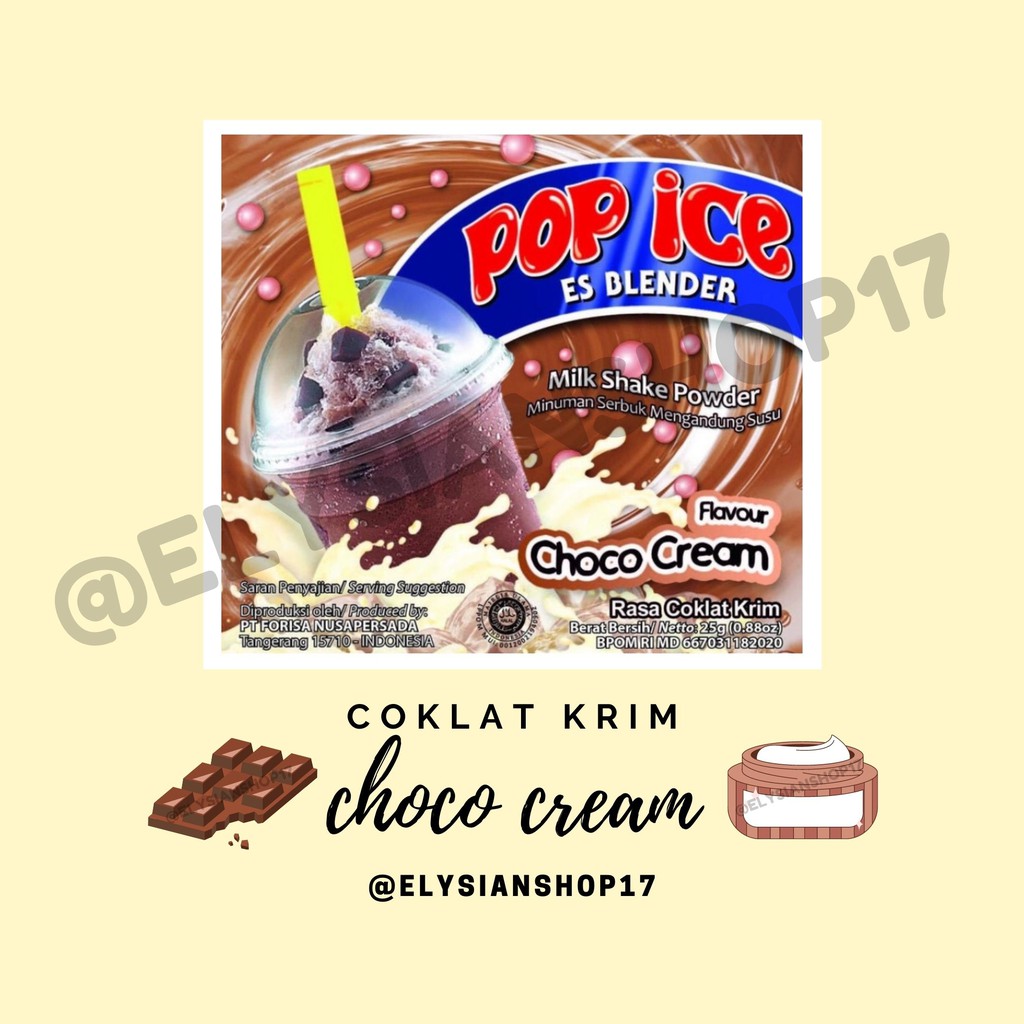 Jual Pop Ice Choco Cream Coklat Krim 1 Renceng 10 Sachet Shopee