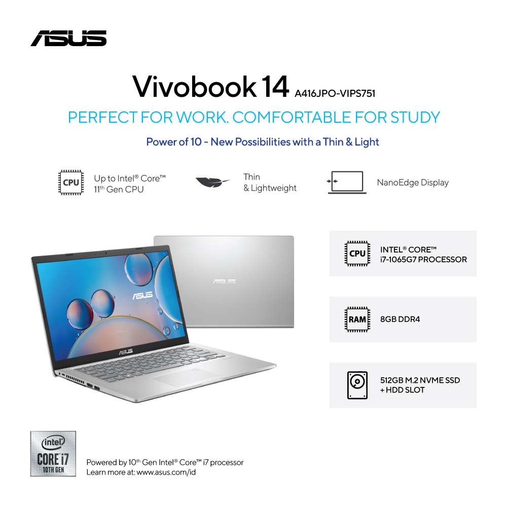 Jual Asus VivoBook A416JPO-VIPS751/Core i7-1065G7/8GB/512GB | Shopee ...