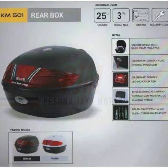 Jual Box Motor Box Belakang Motor Kmi Type 501 Kapasitas 25 Liter