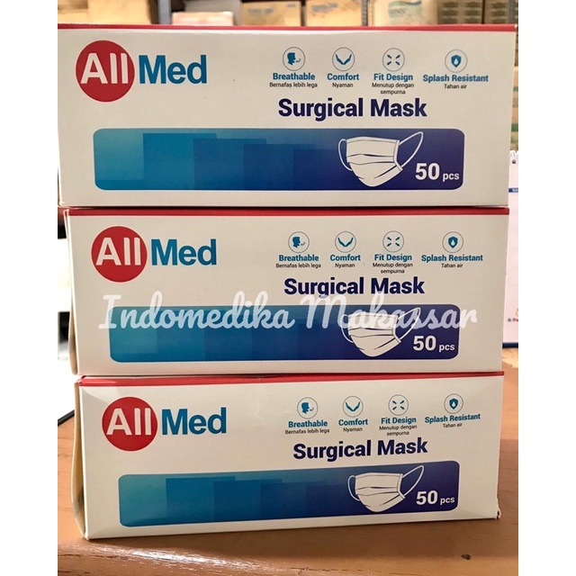 Jual Masker Medis Earloop 3ply isi 50 pcs Allmed | Shopee Indonesia