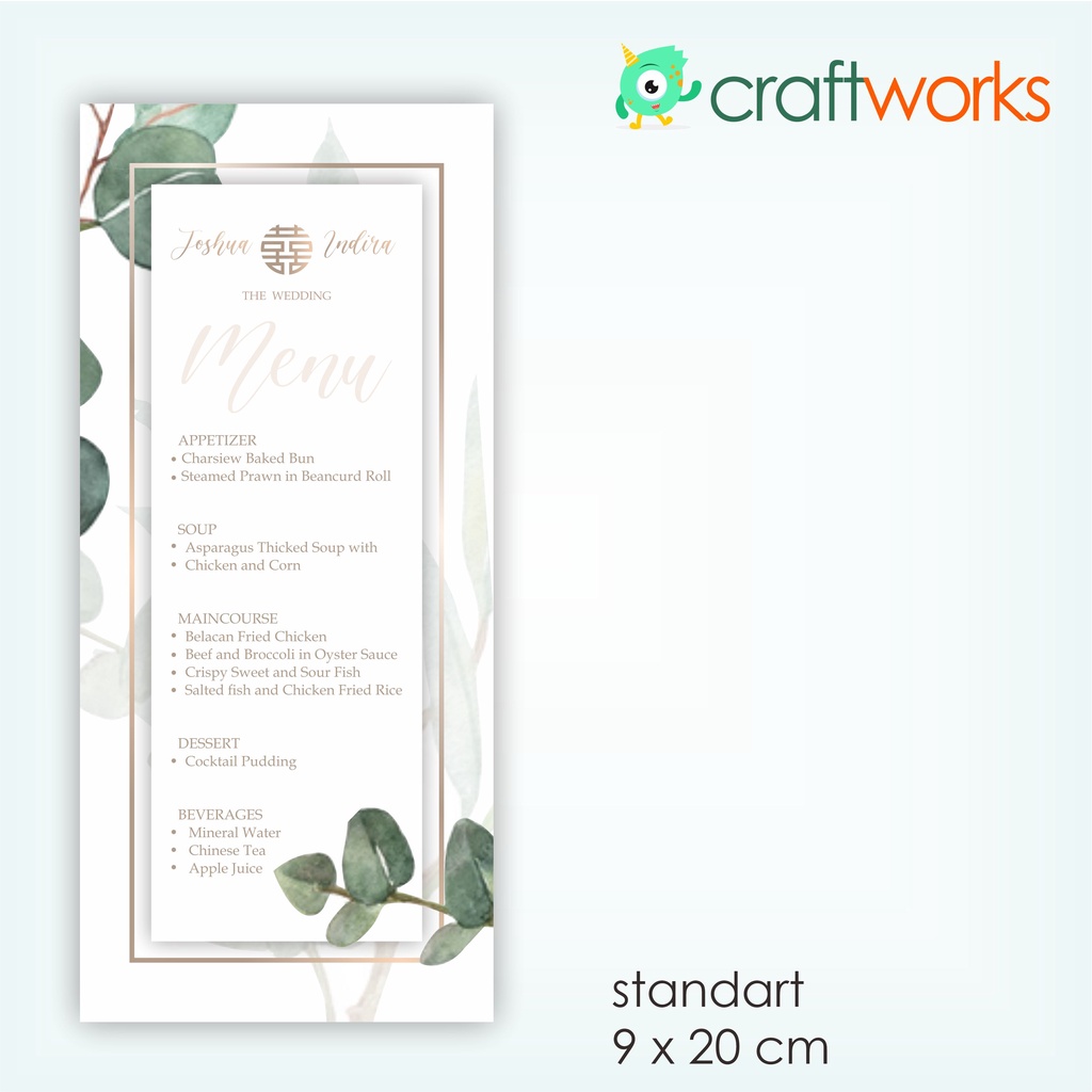 Jual DEKORASI KARTU MENU WEDDING SANGJIT BRIDAL SHOWER | Shopee Indonesia