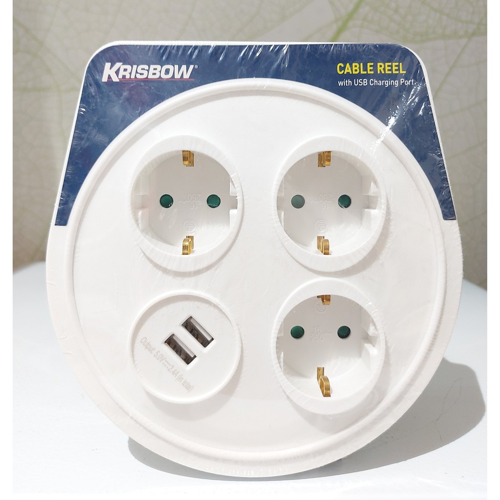 Jual KRISBOW KABEL ROLL 7M / CABLE REEL WITH PORT USB / STOP KONTAK 5 ...