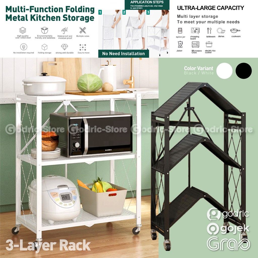Jual Rak Dapur Lipat Multifungsi LAYER Metal Rack Penyimpanan
