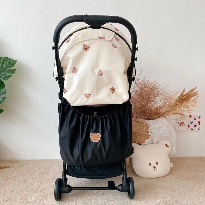 Nursery finishing basket, baby stroller storage bag, felt storage car storage bag PU handle mother pack multi-layer