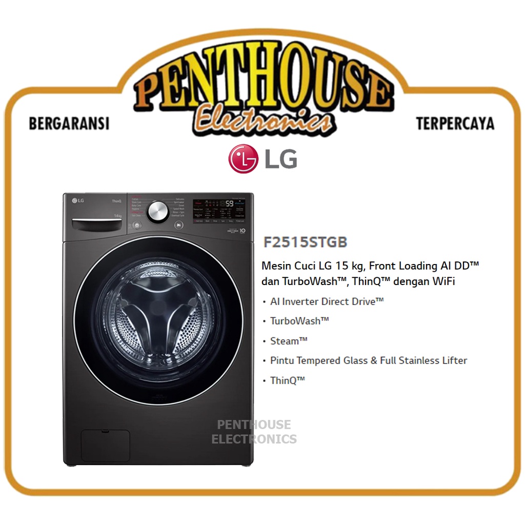 Jual LG Mesin Cuci Front Loading 15KG F2515STGB ThinQ AI DD TurboWash ...