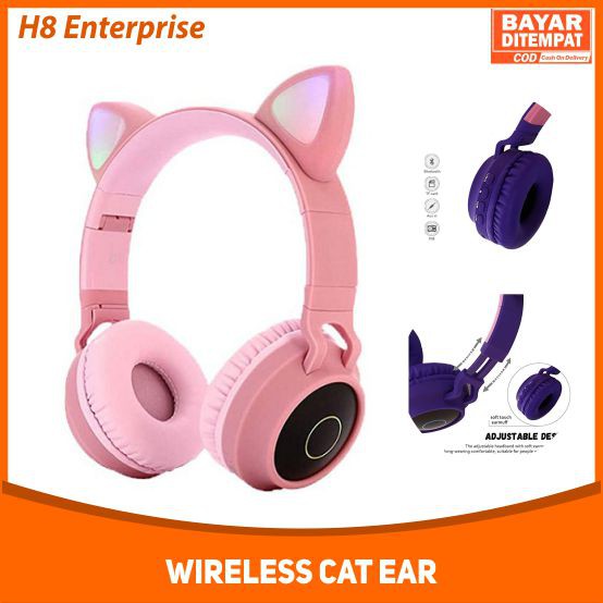 Headset Wireless Stereo Bluetooth Cat Ear Headphone With RGB Light