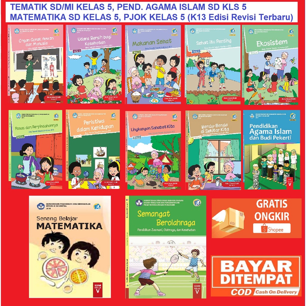Jual Buku Siswa Tematik SD Kelas 5 Tema 1 2 3 4 5 6 7 8 9 + Pend. Agama ...