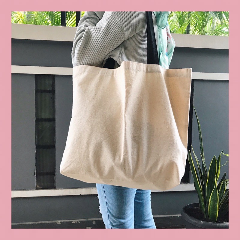 Shopping Bag Large Tote Bag Kanvas Bag Grocerry Bag Tas Belanja Kantong Belanja