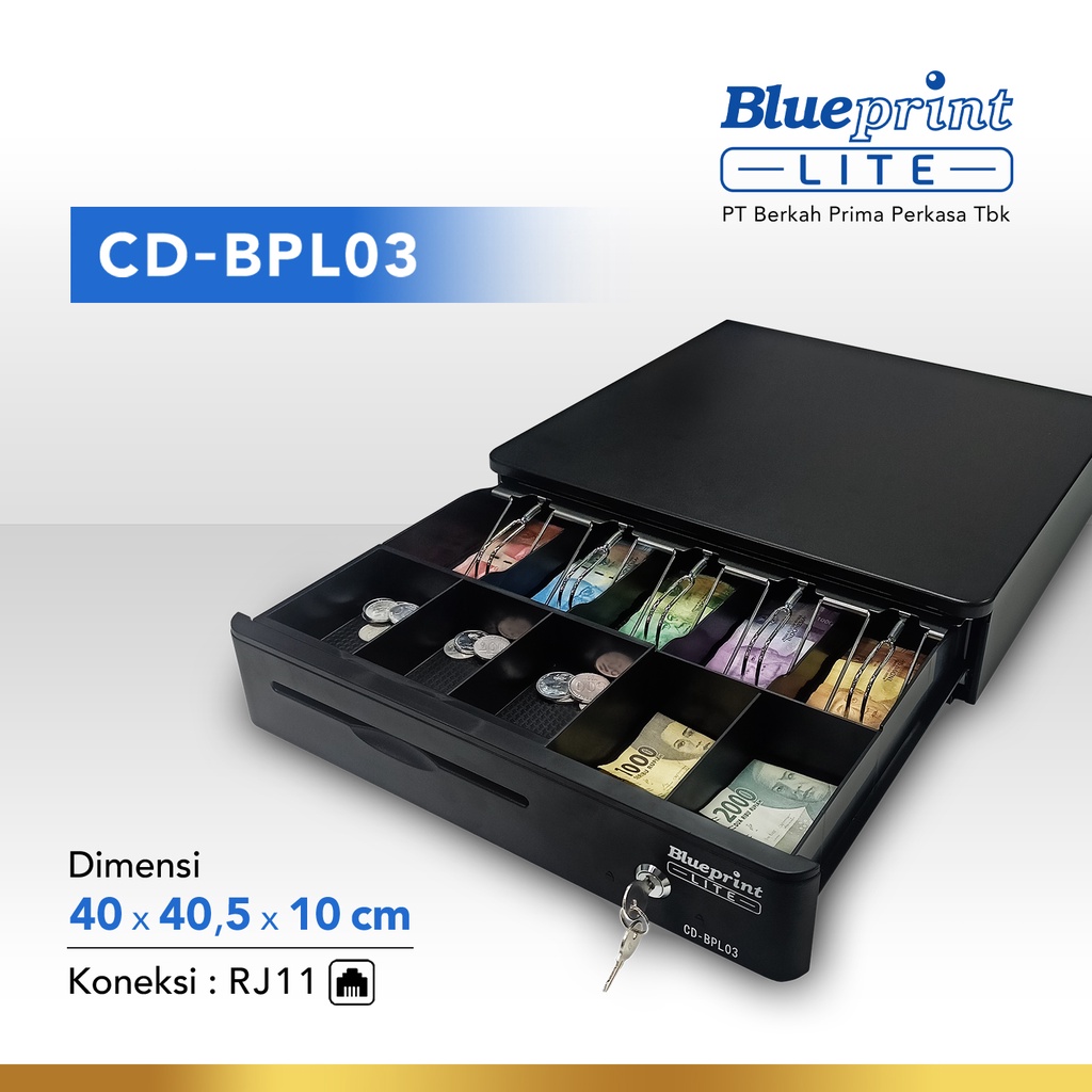 Jual Cash Drawer Laci Kasir Uang Blueprint Cd Bpl03 40x405x10 Cm