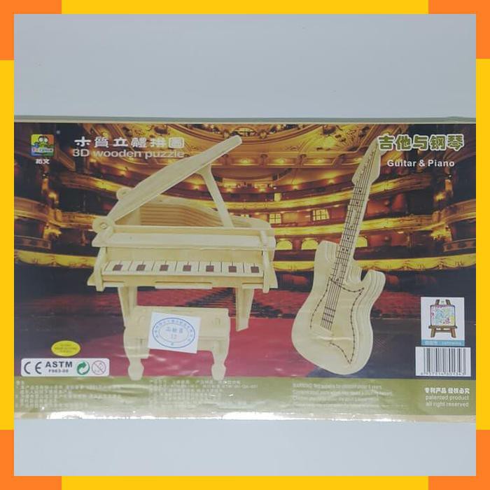 Jual Set Mainan Edukasi Puzzle Kayu Pajangan Musik Gitar Piano Biola ...