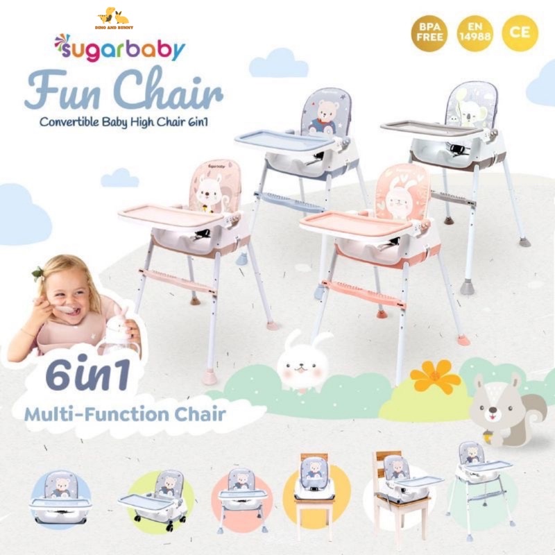 DINOANDBUNNY FUN CHAIR in CONVERTIBLE BABY HIGH CHAIR SUGAR BABY  High Chair 6in1 Sugarbaby Baby Chair Kursi Makan Bayi dan Anak Booster 