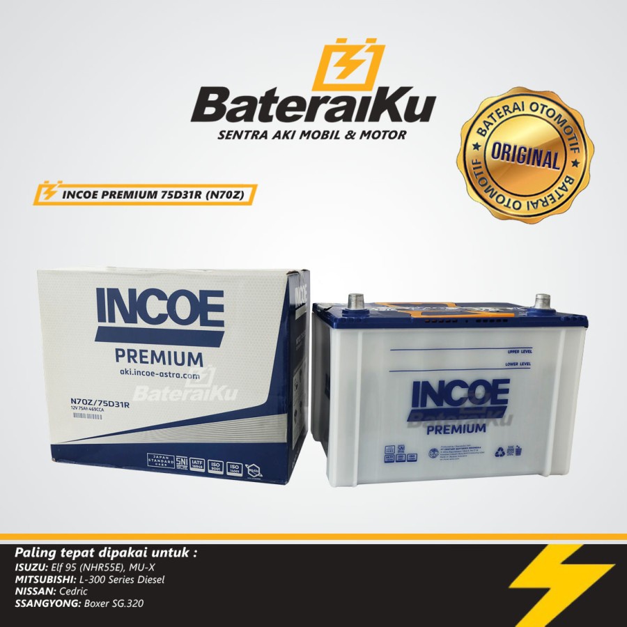 Jual Aki Mobil INCOE PREMIUM N70Z Untuk ELF, Isuzu Mux, L300, dll