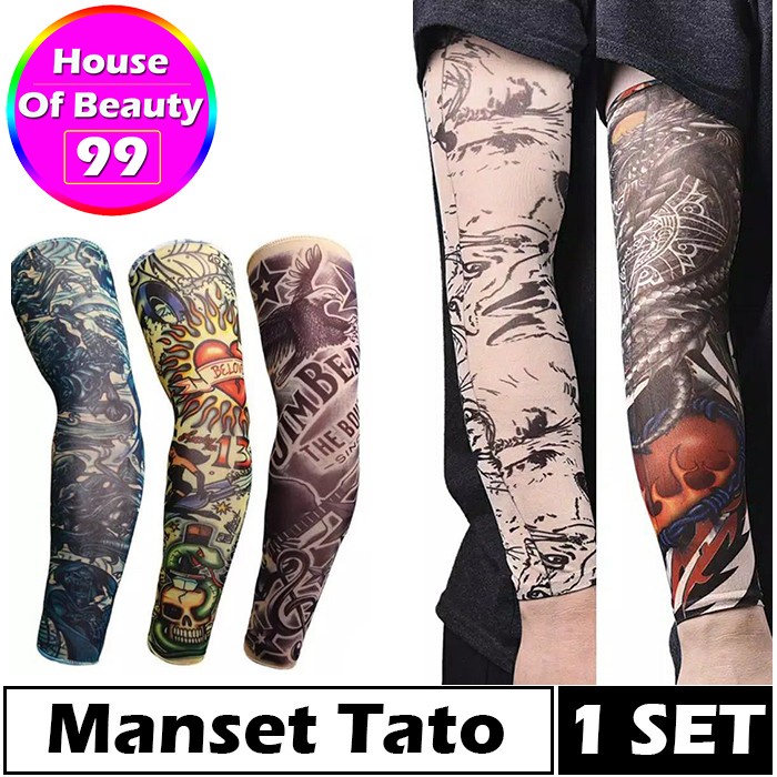 Jual Manset Tangan Pria Tato Arm Sleeve Tato Manset Sepeda Arm Warmer Shopee Indonesia