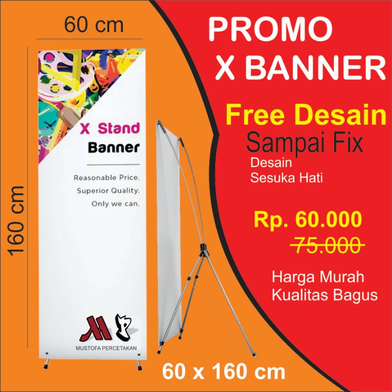 Jual X BANNER 160X60CM /X BANNER / RANGKA X BANNER TIANG X BANNER ...