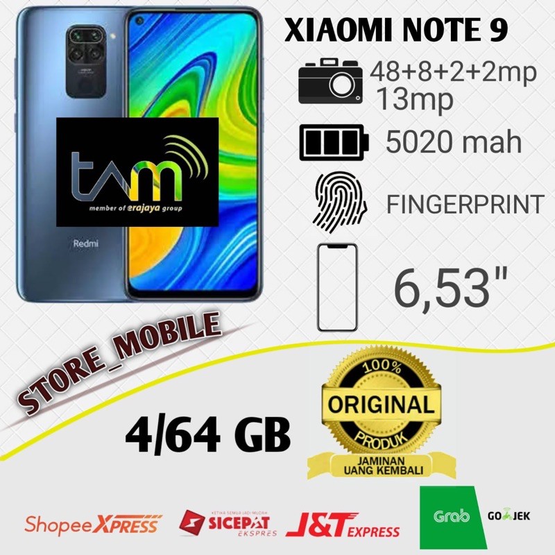 XIAOMI REDMI NOTE 9 4/64 RAM 4GB ROM 64GB GARANSI RESMI