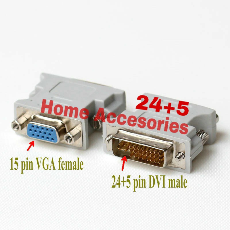 Jual DVI-I 24+5 Pin Male To VGA HD15 Pin connector Female Adapter ...