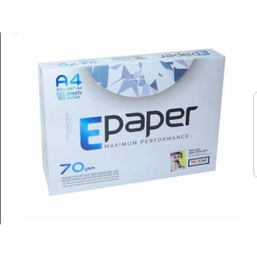 Jual KERTAS HVS A4 E PAPER 70gsm 1 RIM 500LBR PROMO | Shopee Indonesia