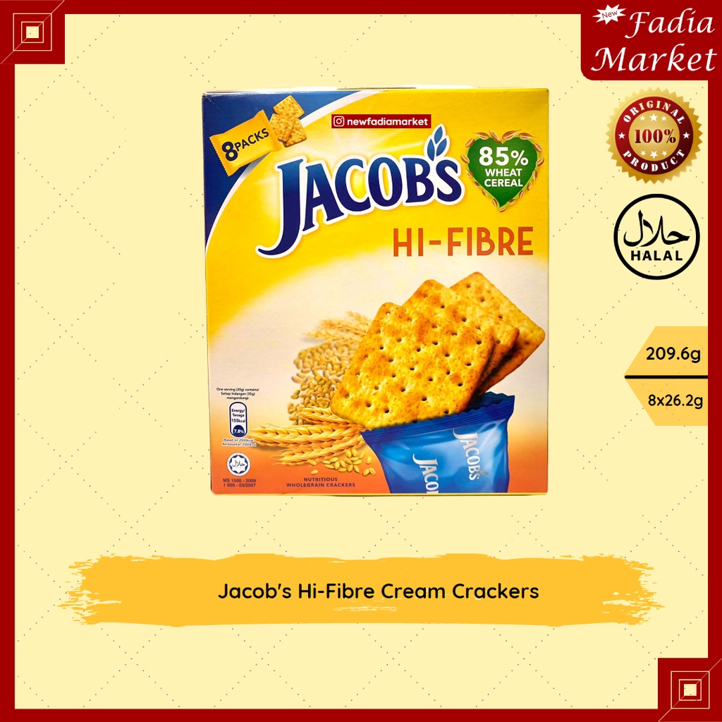 Jual Jacob's Jacobs HiFibre Cream Crackers 209.6g (8x26.2g) [Box