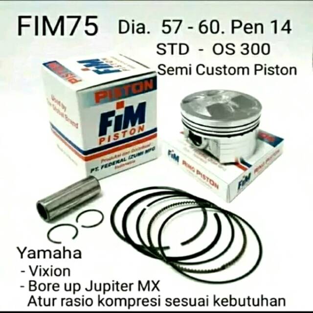 Jual piston kit fim mx king vixion r15 izumi 57 57.5 58 58.5 59 59.5 60 ...