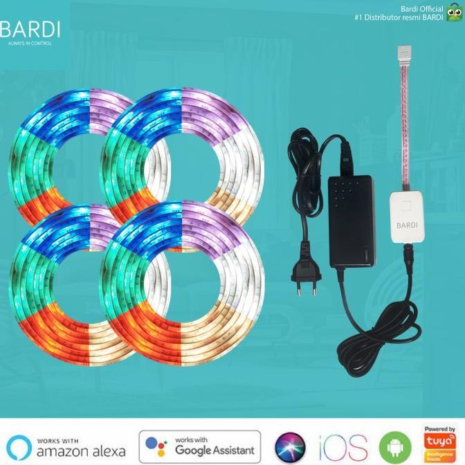 Jual [4 PCS] BARDI LED Strip RGBWW + Adaptor 10m WiFi Control by App