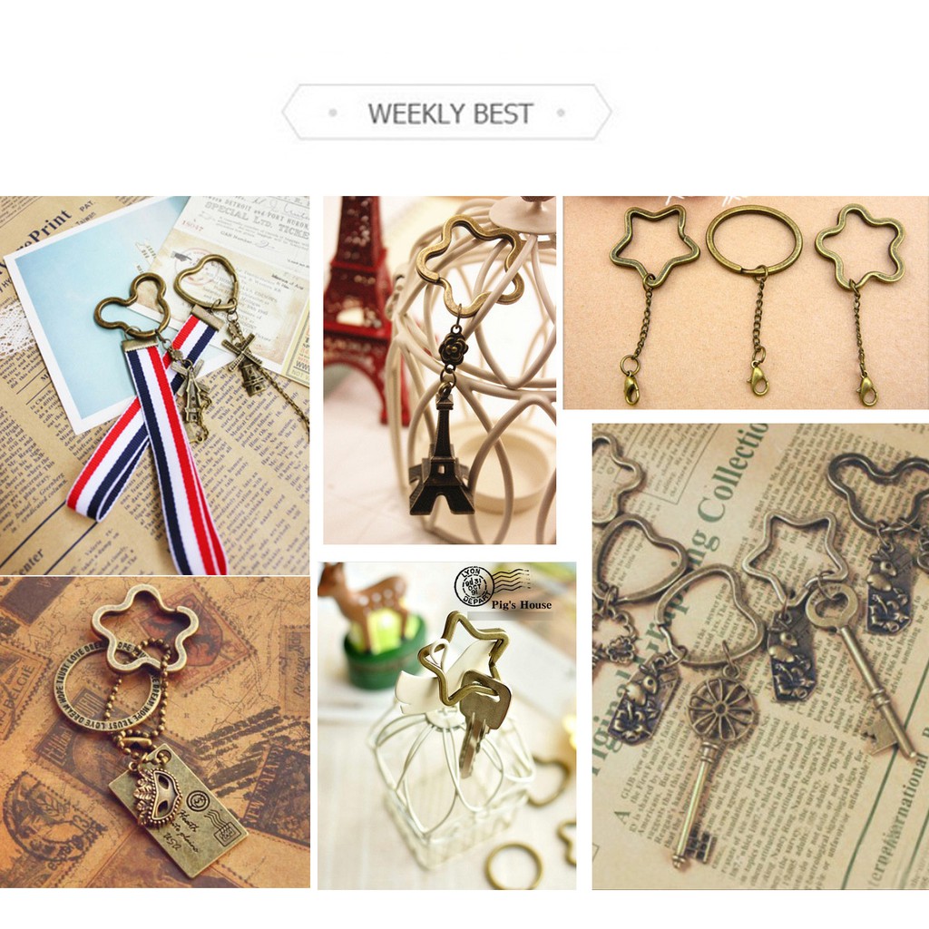 Jual Gantungan Kunci Metal Keyring (Bunga / Bintang / Hati Love / Oval ...