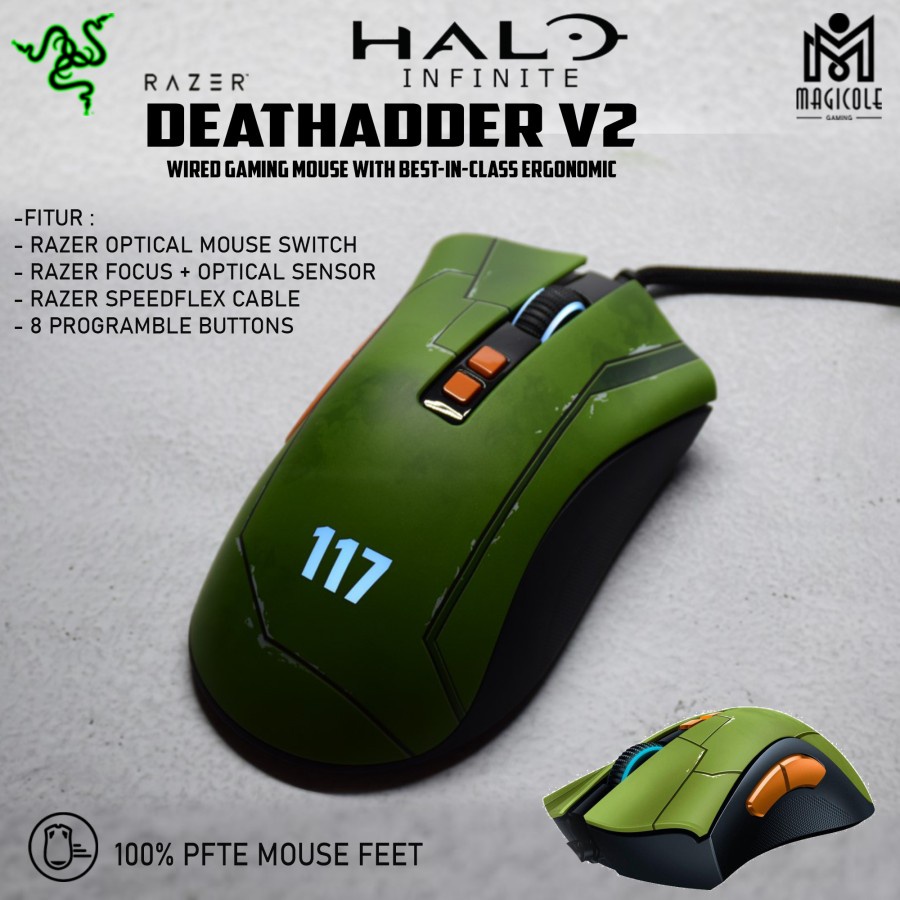 Jual Razer DeathAdder V2 Halo Infinite edition Ergonomic Wired Gaming ...