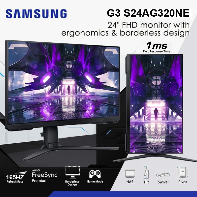 Jual Samsung Gaming Monitor Odyssey G3 S24AG320NE 24" FHD 165Hz 1ms ...