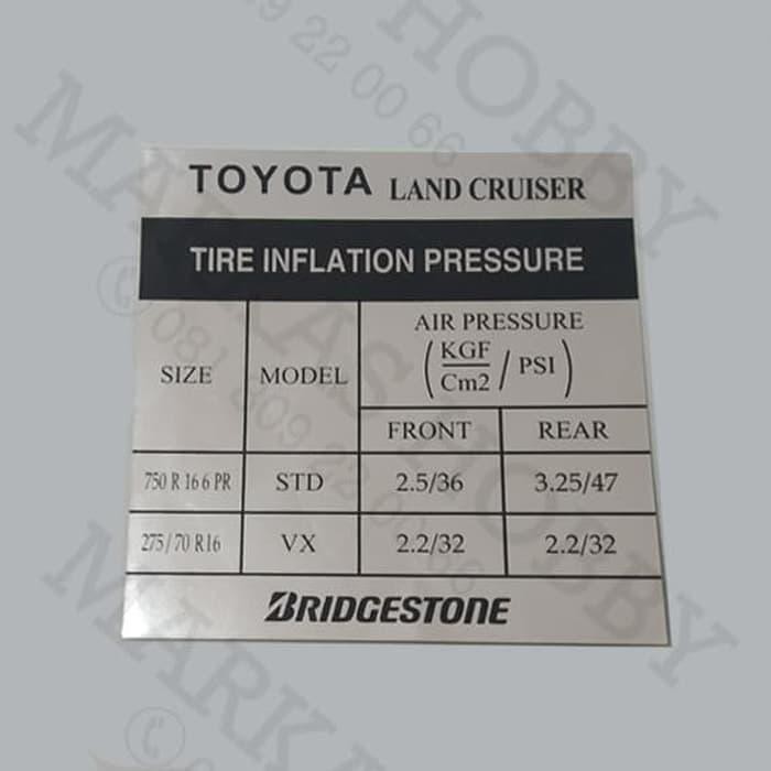Jual Stiker / Sticker Toyota Land Cruiser Tyre Presure Tekanan Ban