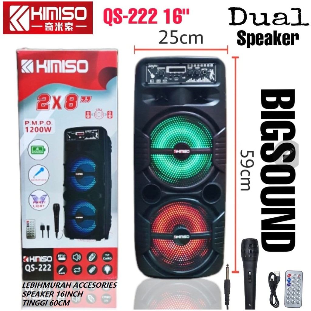Jual Speaker Bluetooth Wireless Karaoke KIMISO QS222 ECO Lampu LED +Mic ...