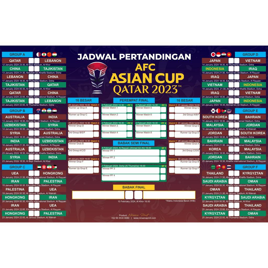 Jual POSTER JADWAL PIALA ASIA AFC ASIAN CUP 2023 QATAR SCHEDULE