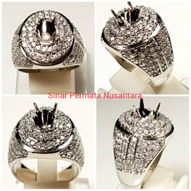 Ring Emban Micro Setting Alpaka Super Full Zirconnya Perak Hongkong