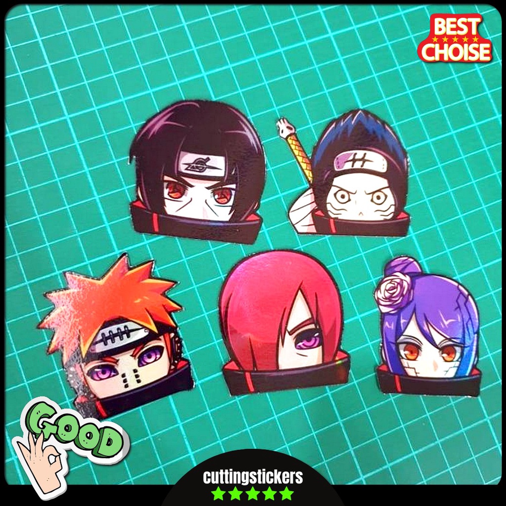 Jual Stiker Sticker Hologram Anime Naruto Akatsuki Peeker Set 5Pcs