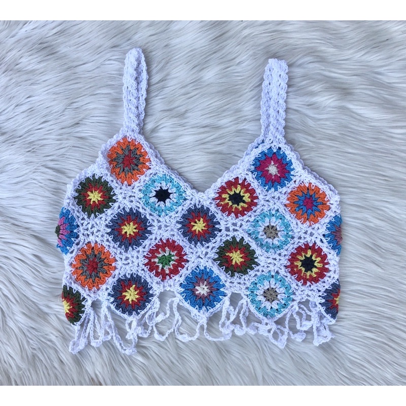 Jual Crop top Rajut Bali summer wear | Crochet Bali rompi rajut ...