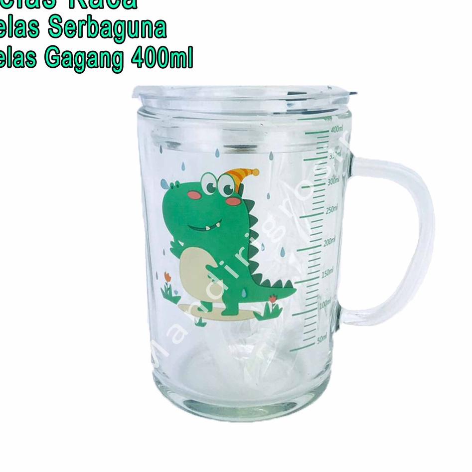 Jual Big Deals Gelas Kaca Tumbler Gelas Ukur Gelas Gambar Lucu Dengan Pegangan 400ml 3748