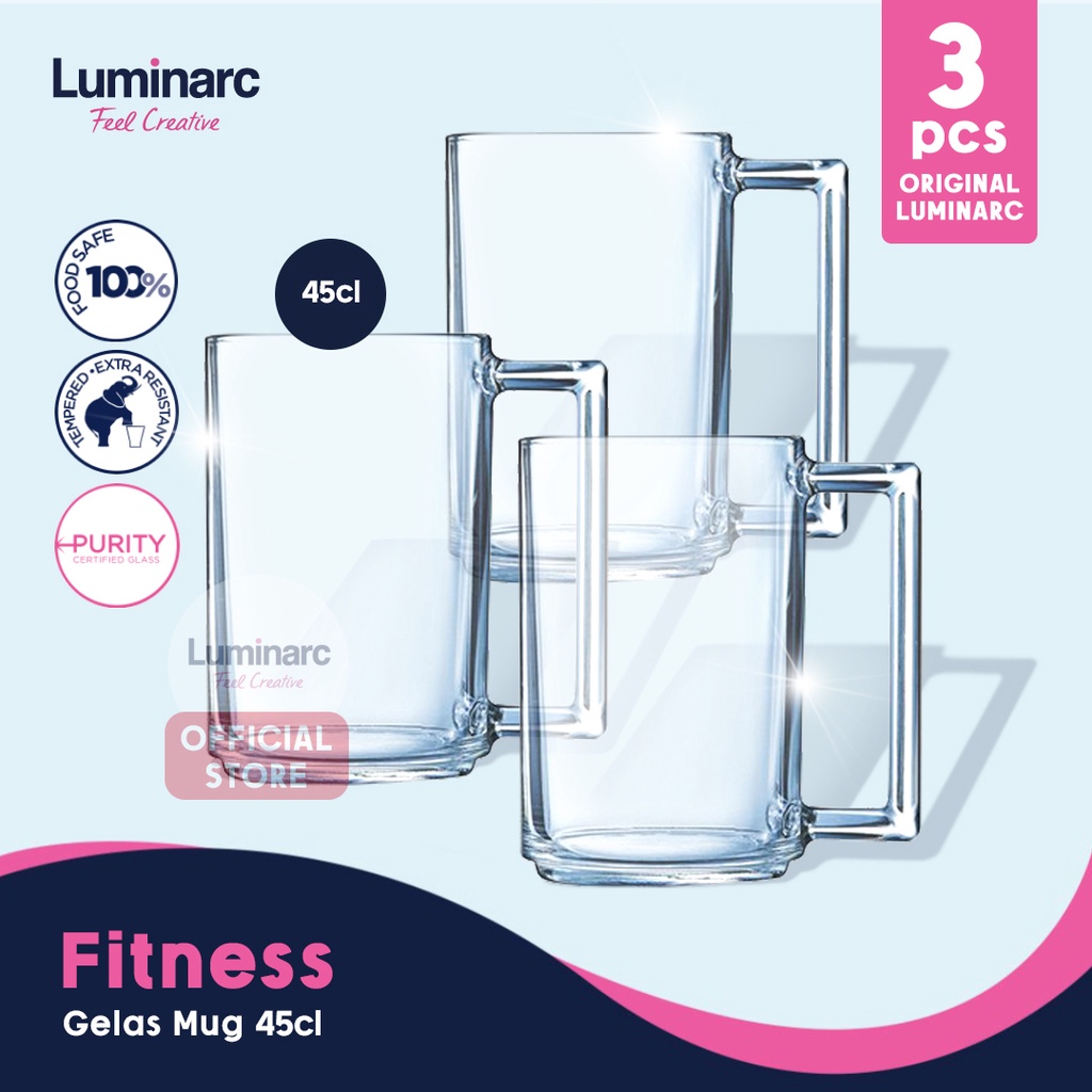 Jual Luminarc Gelas Mug Fitness 45cl 3pcs Shopee Indonesia 7146