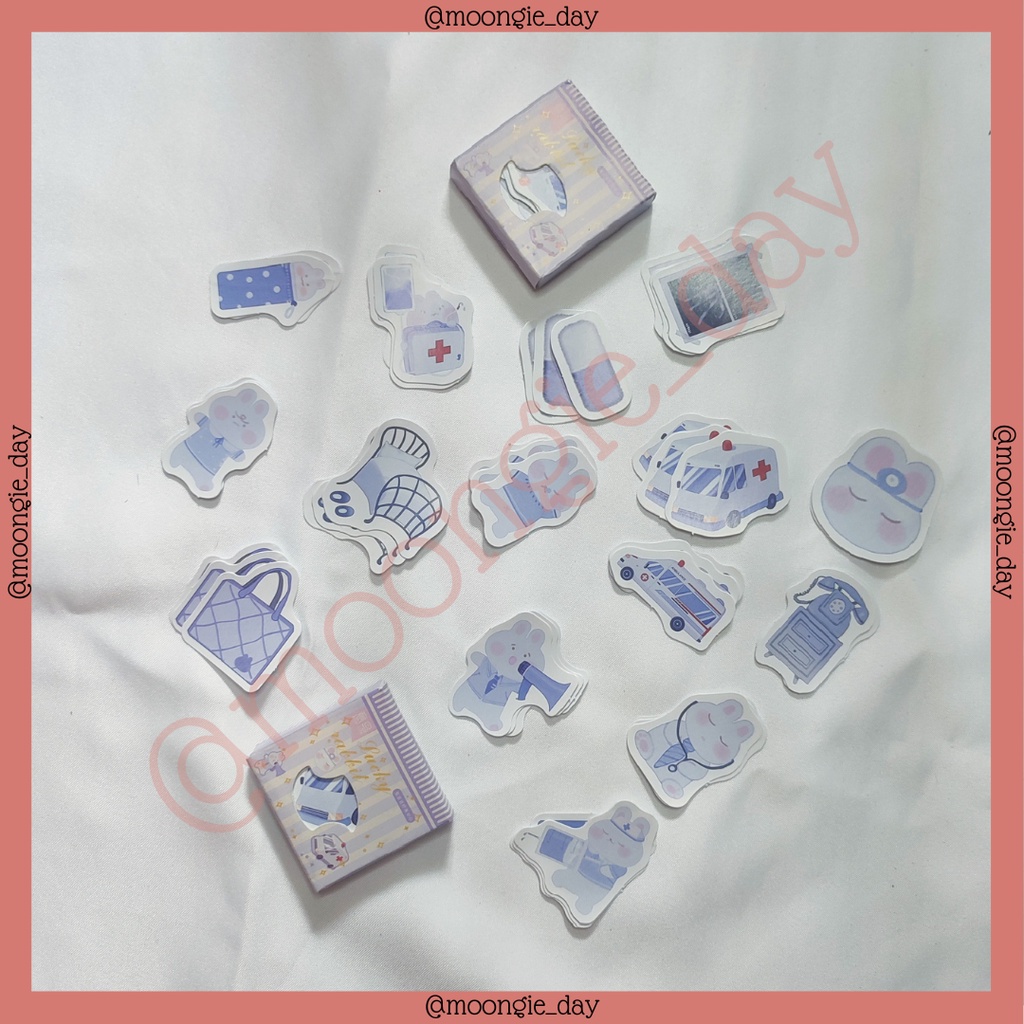 Jual 45 PCS/BOX STIKER KOTAK LUCKY RABBIT SICK SAKIT HOPISTAL UNGU ...