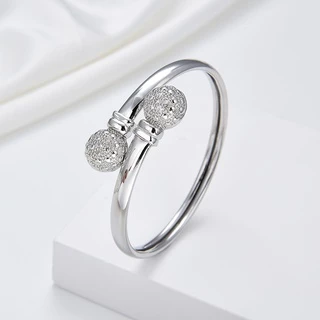 HYL JEWELRY COD Couple Gelang Titaniun Bangle Perak Wanita Diamond Titanium Premium Lapis 18K Anti Karat Berlian Korea Untuk Wanita Perhiasan perak 54b