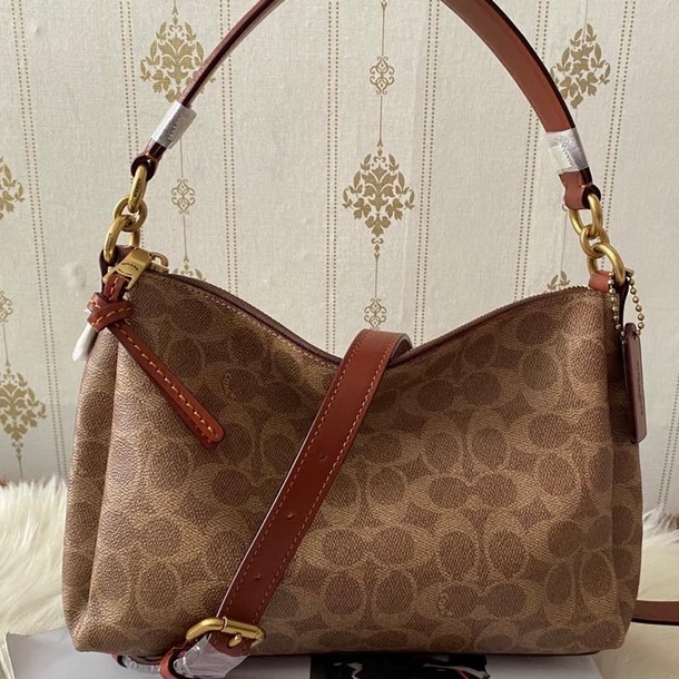 Jual Coach Shay Signature Canvas Crossbody Bag Tan Rust Shopee